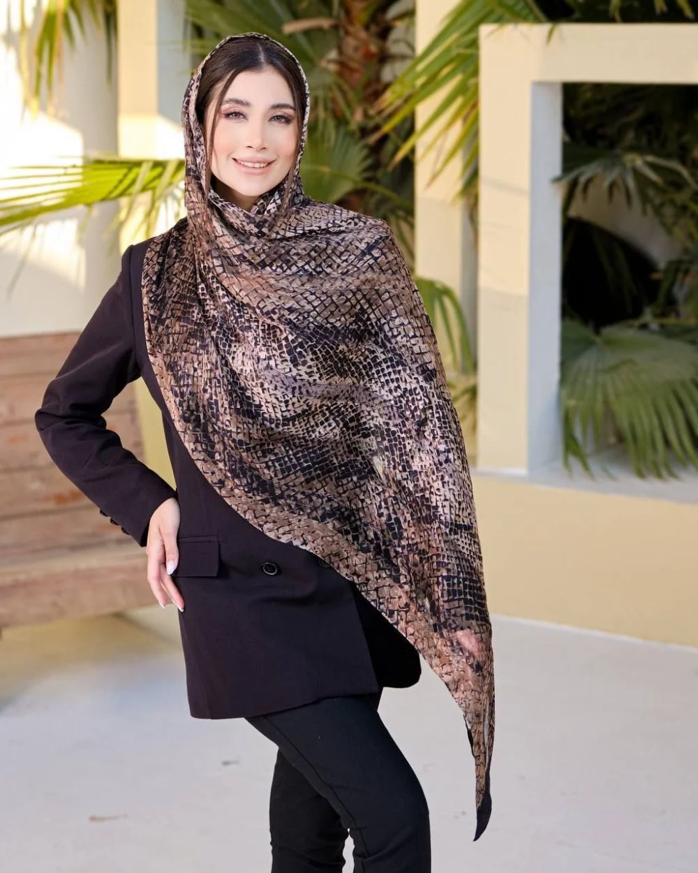 شال ابریشم میله ای پوست ماری 20272 - Image 3