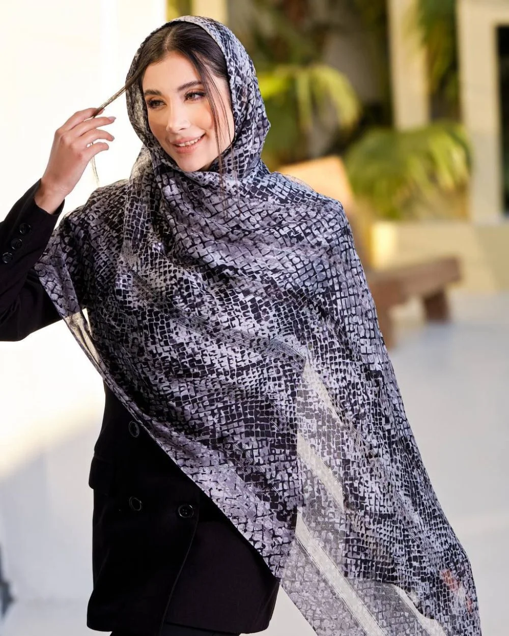 شال ابریشم میله ای پوست ماری 20272 - Image 9