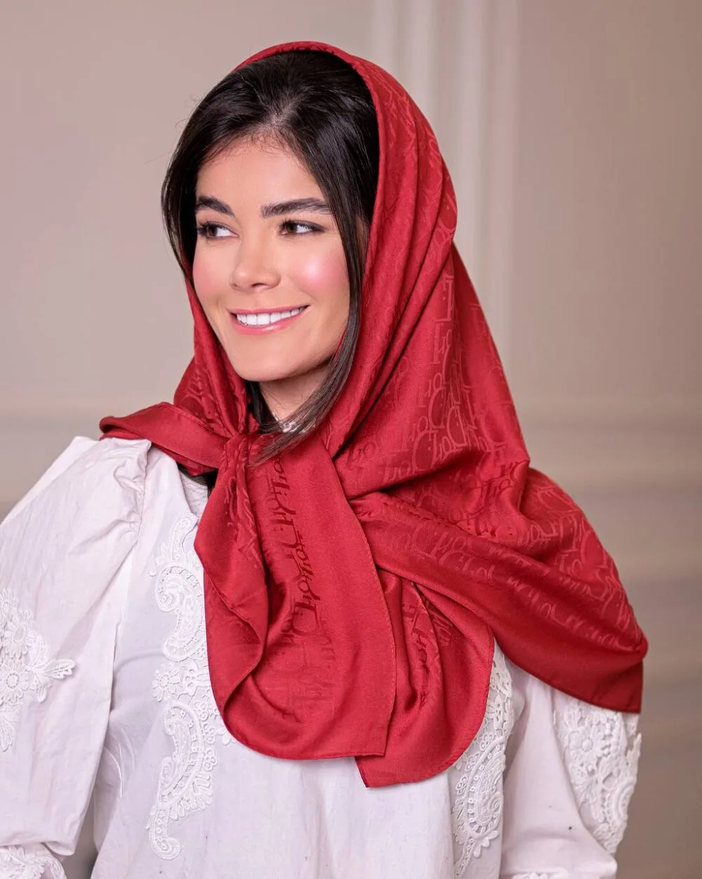 روسری ابریشم ژاکارد دیور (قواره 90) 30128 - Image 4