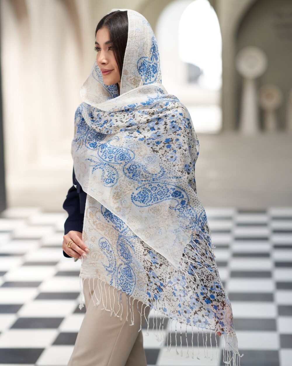 شال لینن طرحدار HQuality 20631 - Image 12