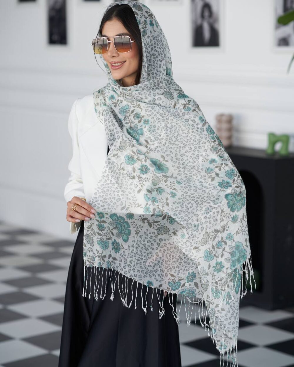 شال لینن طرحدار HQuality 20631 - Image 7