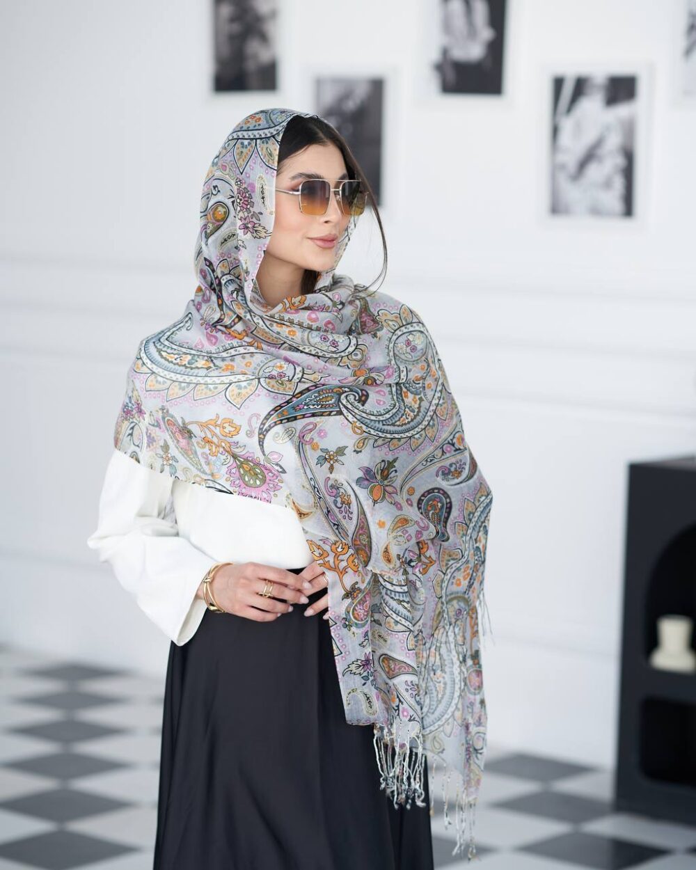 شال لینن طرحدار HQuality 20631 - Image 9