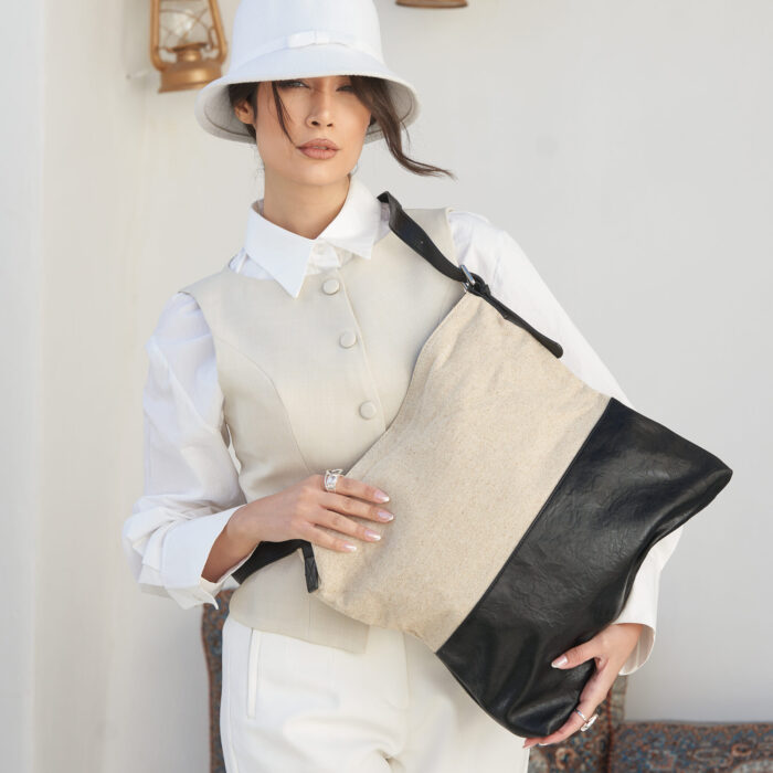 کیف کتان و چرم (بزرگ) کنتراست 50137