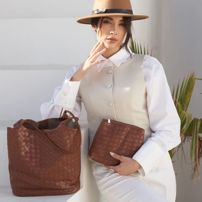 کیف چرم حصیر بافت 50130