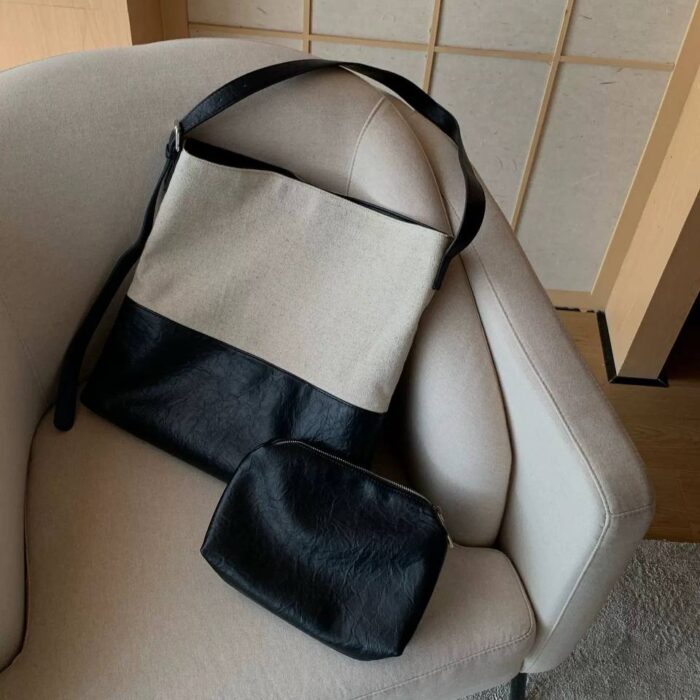 کیف کتان و چرم (بزرگ) کنتراست 50137