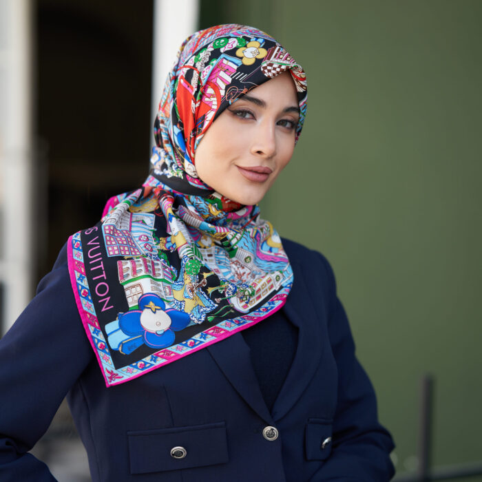 روسری ابریشم توییل دوردستدوز (قواره صد) 30173